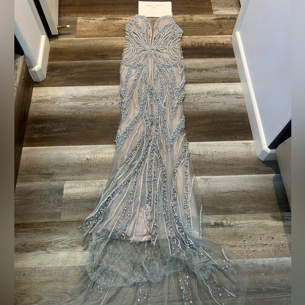 Elegant Silver Evening Gown